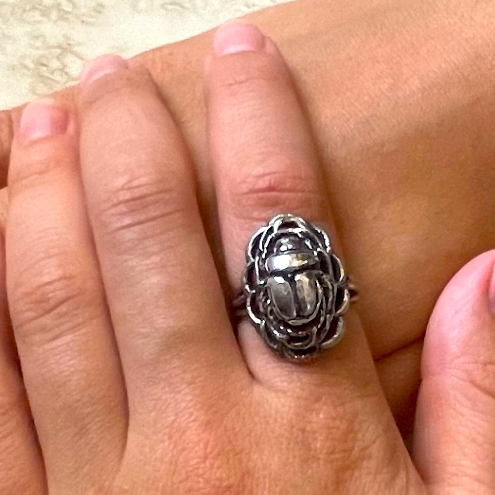 Sterling Silver Scarab ring size 7 - Picture 2 of 2